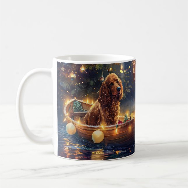 Cocker Spaniel Jul Festlig resa Kaffemugg (Vänster)
