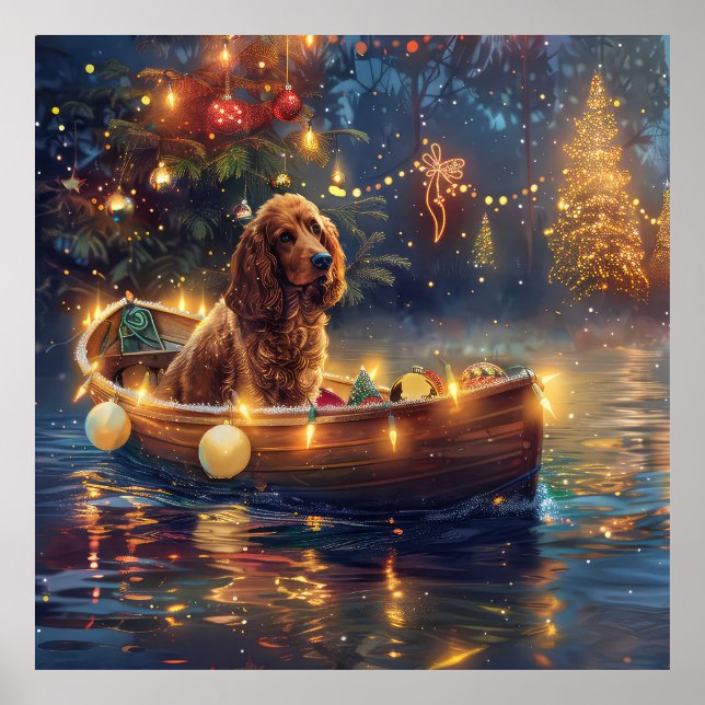 Cocker Spaniel Jul Festlig resa Poster (Framsidan)