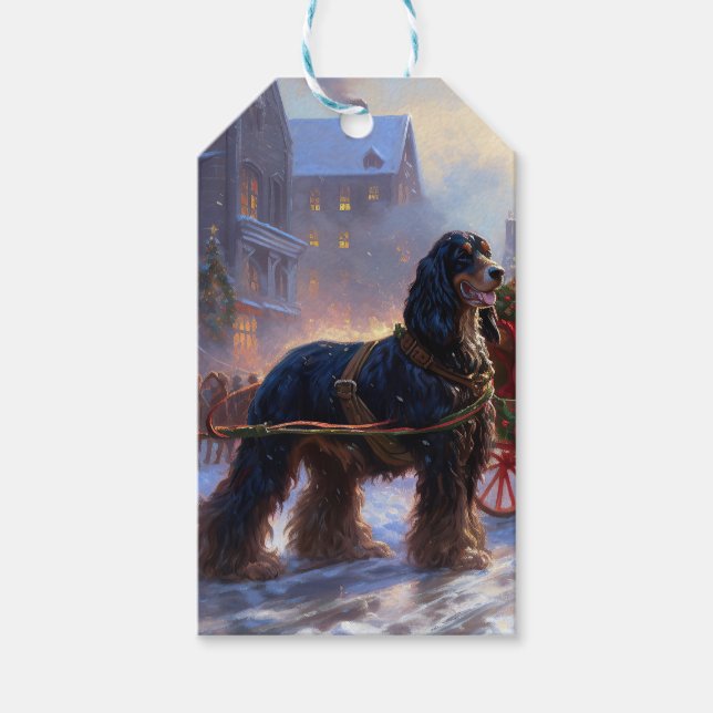 Cocker Spaniel Jul Högtidsperiod Presentetikett (Framsidan)