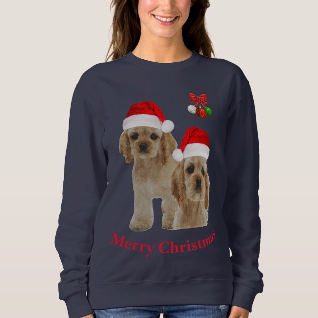 Cocker spaniel jul-skjorta t shirt (Framsida)