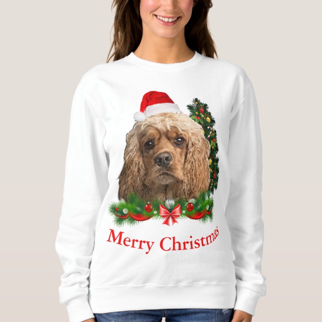 Cocker spaniel jul Sweatshirt T Shirt (Framsida)