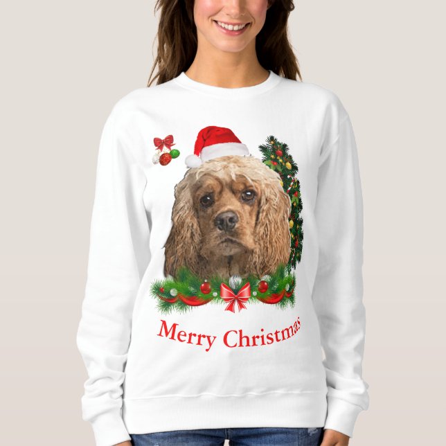 Cocker spaniel jul Sweatshirt T Shirt (Framsida)