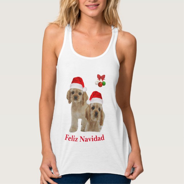 Cocker spaniel jul T-Shirt Linne Med Racerback (Framsida)