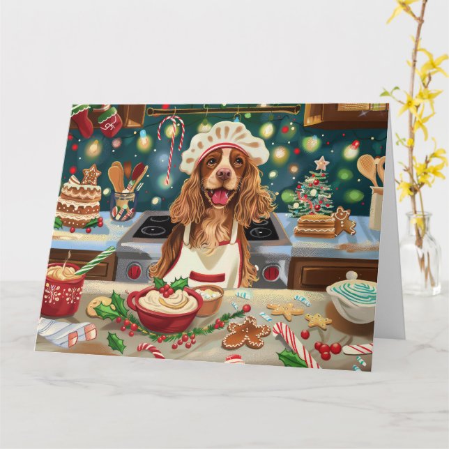 Cocker Spaniel Julbakning: Festlig jul Kort (Gul blomma)
