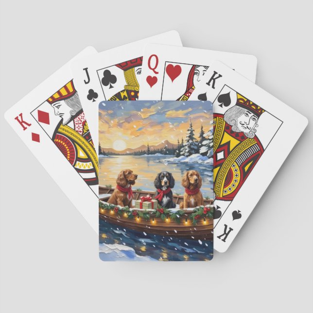 Cocker Spaniel Julbåt Högtid Casinokort (Baksidan)