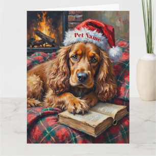 Cocker Spaniel Julberättelse Tid Hatt Kort