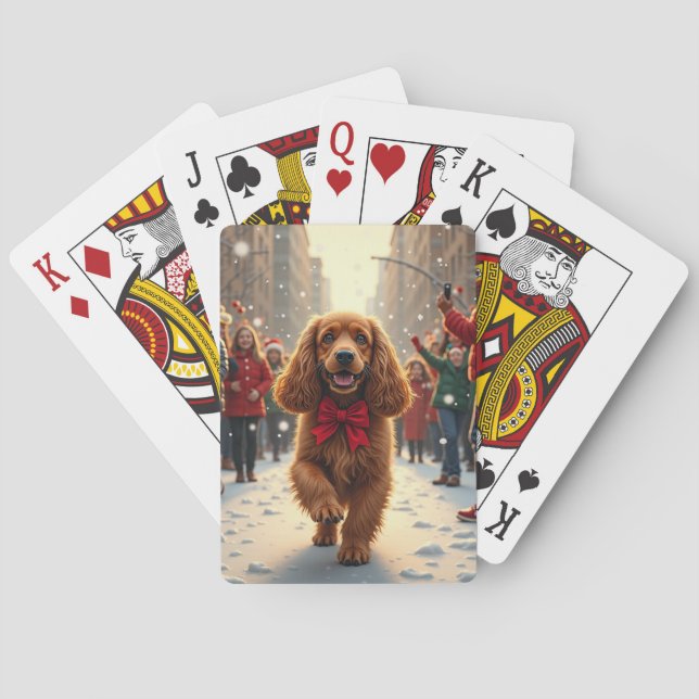 Cocker Spaniel Julparad Målning för högtider Casinokort (Baksidan)