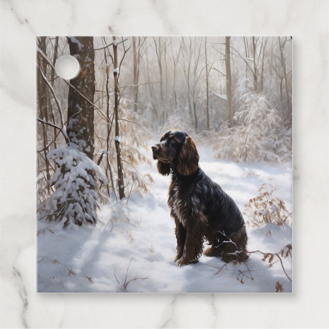 Cocker Spaniel Låt Det Snöa Jul  Gåvor Etiketter (Framsida)