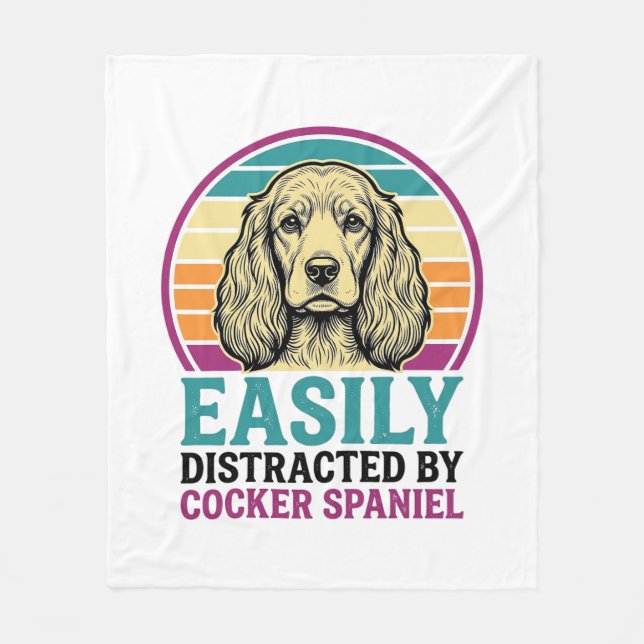 Cocker Spaniel Lätt Distraherad Vintage Hundtröja Fleecefilt (Framsidan)