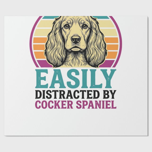 Cocker Spaniel Lätt Distraherad Vintage Hundtröja Presentpapper (Platt)