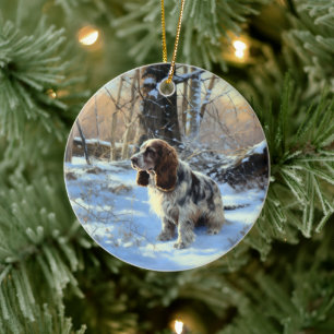 Cocker Spaniel Let It Snow Jul Julgransprydnad Keramik