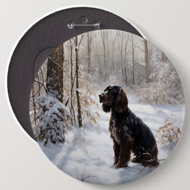 Cocker Spaniel Let It Snow Jul Knapp (Framsida & baksida)