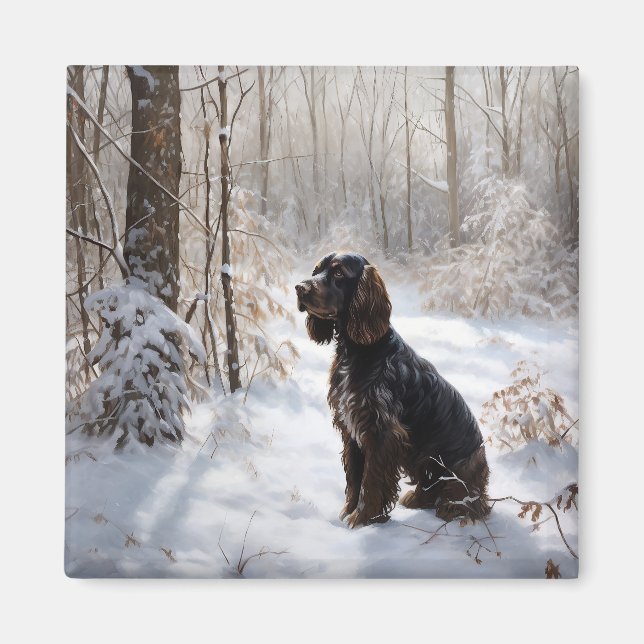 Cocker Spaniel Let It Snow Jul Magnet (Framsidan)