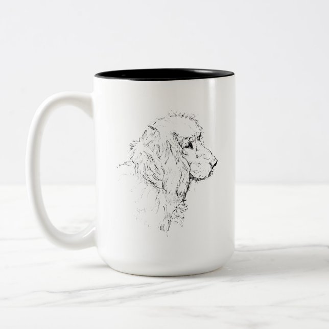 Cocker Spaniel – Line Art Sketch Hund Kaffe Mugg (Vänster)