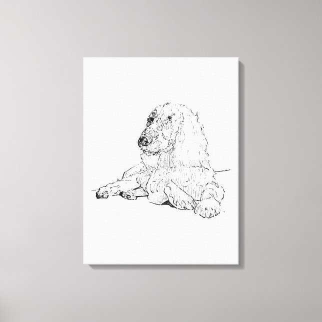 Cocker Spaniel Linjedragningskonst Hund  Canvastryck (Framsida)