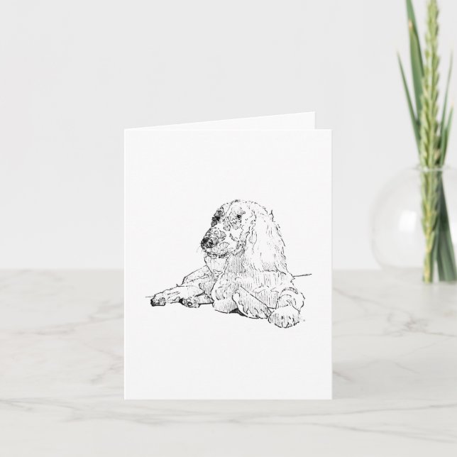 Cocker Spaniel Linjedragningskonst Hund  Helgkort (Framsida)