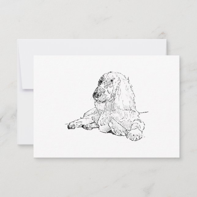 Cocker Spaniel Linjedragningskonst Hund  Tack Kort (Framsida)