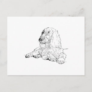 Cocker Spaniel Linjedragningskonst Hund Vykort