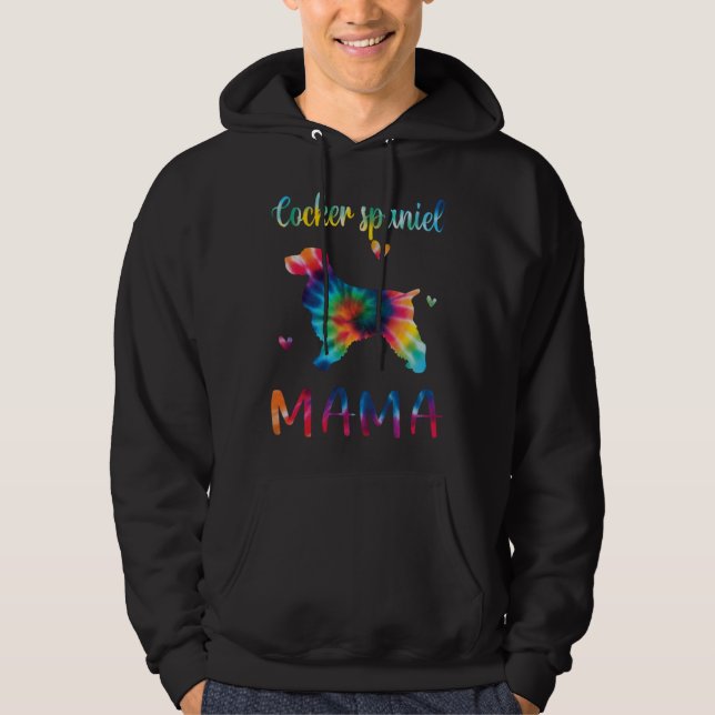 Cocker Spaniel Mama Tie Dye Dog Mom Mothers Day Hoodie (Framsida)