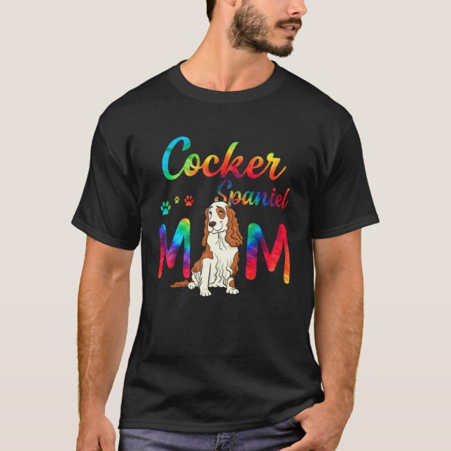 Cocker Spaniel Mamma Tie Dye Hund Mamma Mors Dag T Shirt (Framsida)