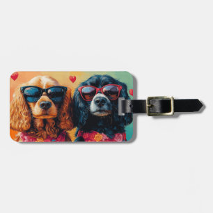 Cocker Spaniel Med Hjärtrosar Alla Hjärtans Dag Bagagebricka