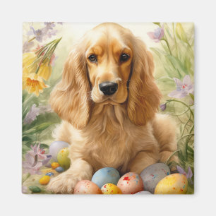 Cocker Spaniel med påskägg Semester Magnet