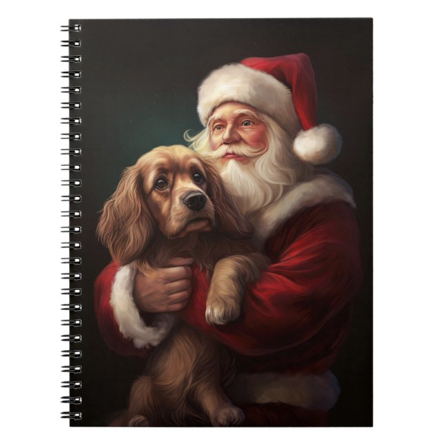 Cocker Spaniel Med Tomte Festiv Jul Anteckningsbok (Framsidan)