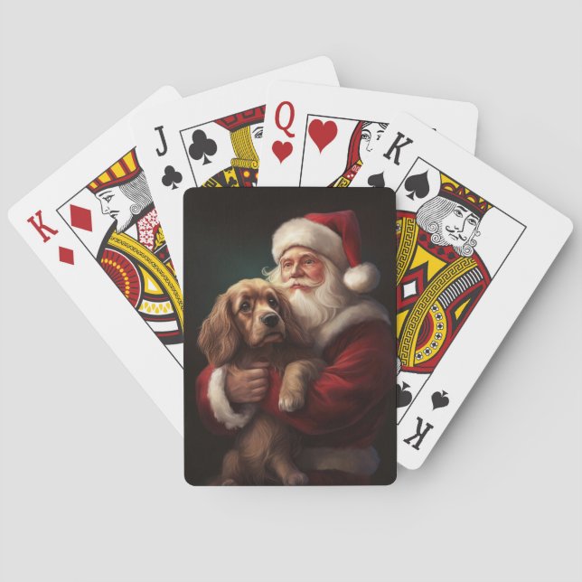 Cocker Spaniel med Tomte Festiv Jul Casinokort (Baksidan)