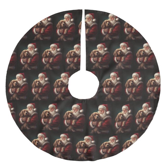 Cocker Spaniel Med Tomte Festiv Jul Julgransmatta Borstad Polyester (Framsidan)