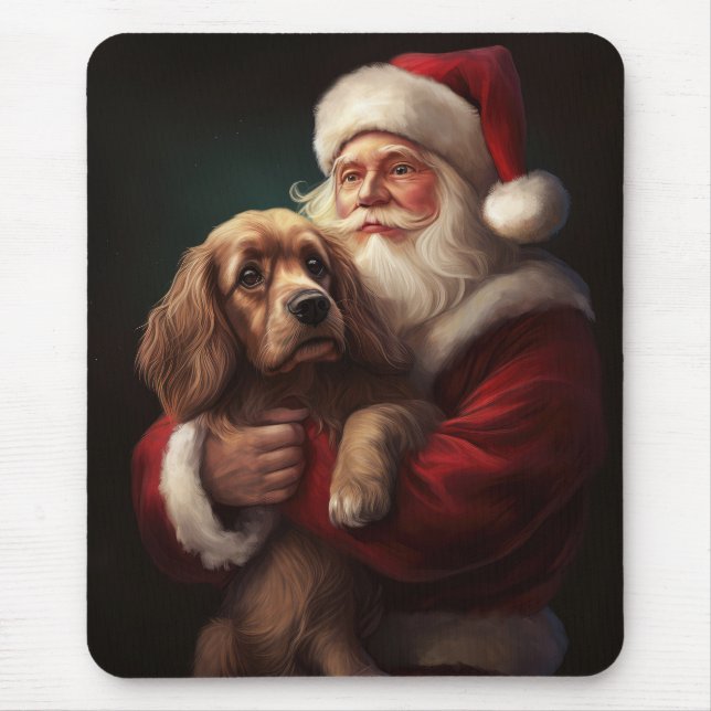 Cocker Spaniel Med Tomte Festiv Jul Musmatta (Framsidan)