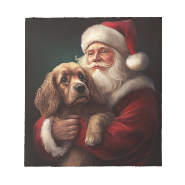 Cocker Spaniel med Tomte Festlig Jul Anteckningsblock (Framsida)