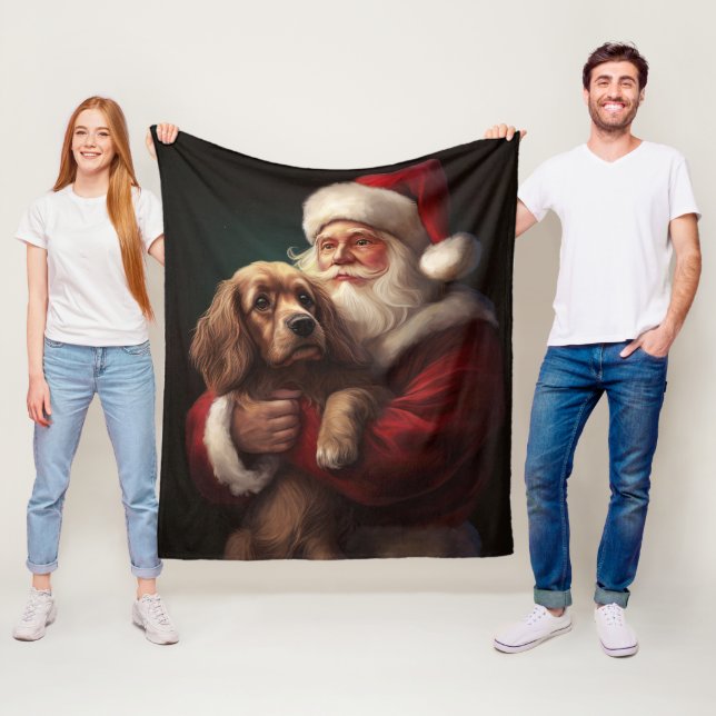 Cocker Spaniel Med Tomte Festlig Jul Fleecefilt (På plats)
