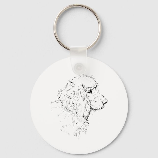 Cocker Spaniel – minimalist hund linje ritning Nyckelring (Framsida)