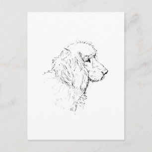 Cocker Spaniel – minimalistisk hund linjedragning Vykort
