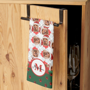 Cocker Spaniel Mönster Monogram Jul Hund Kökshandduk