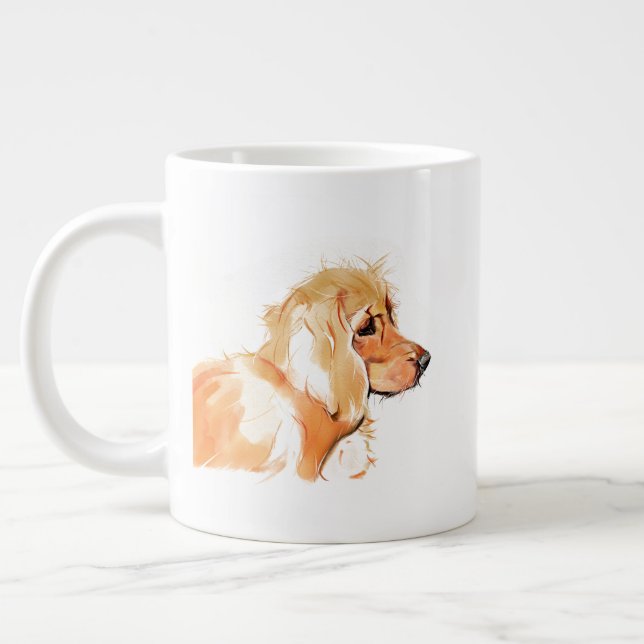 Cocker Spaniel Mugg, Hundmamma Kaffe Akvarell Jumbo Mugg (Vänster)