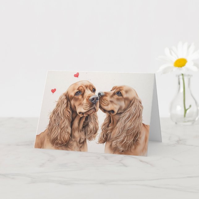 Cocker Spaniel Par Valentindagen Kort (Liten växt)