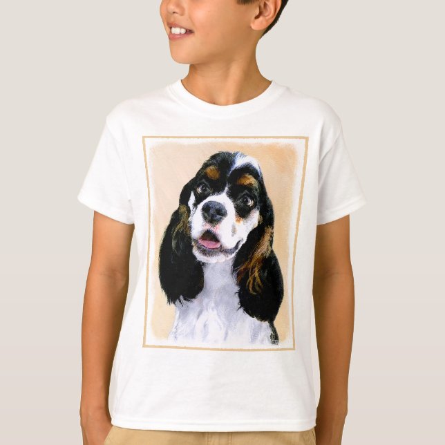 Cocker Spaniel (Parti) Målning - Original Hundkons T Shirt (Framsida)