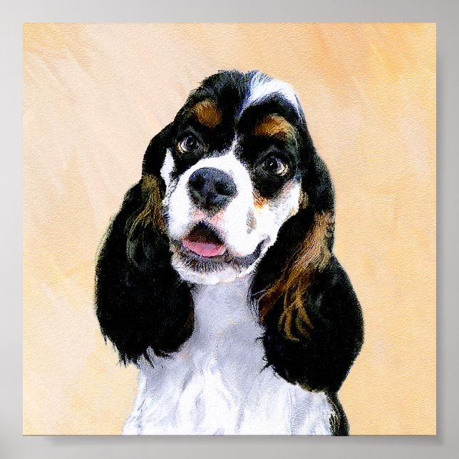 Cocker Spaniel (Parti) Painting - Original Dog Art Poster (Framsidan)