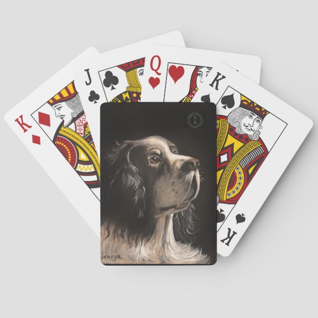 cocker spaniel playing poker cards casinokort (Baksidan)