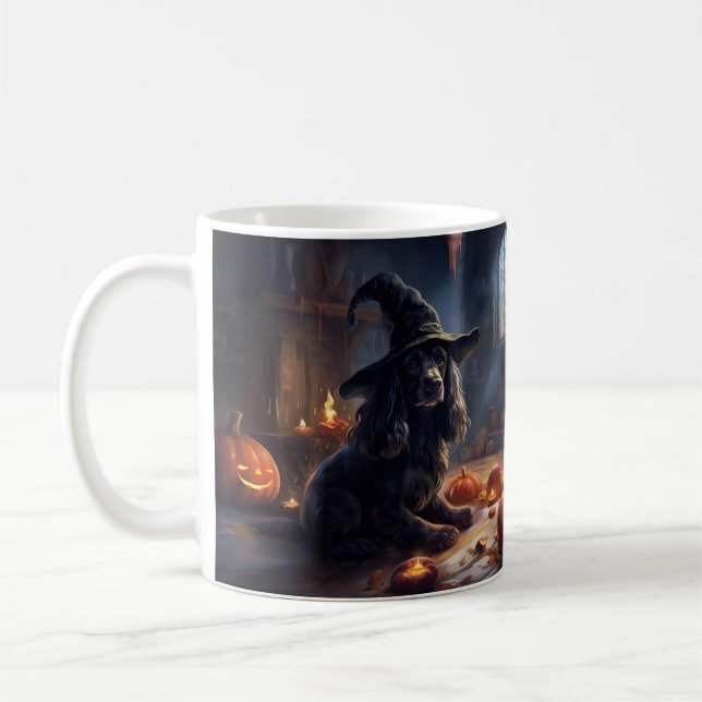 Cocker Spaniel Pumpa Halloween Skräck Kaffemugg (Vänster)