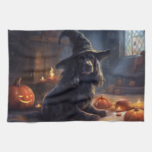 Cocker Spaniel Pumpa Halloween Skräckinjagande Kökshandduk