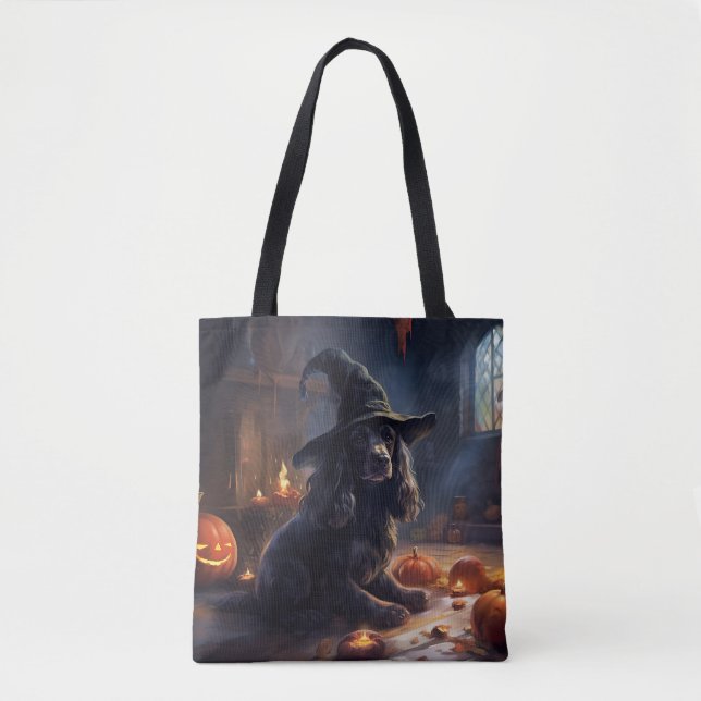 Cocker Spaniel Pumpa Halloween Skräckinjagande Tygkasse (Framsida)