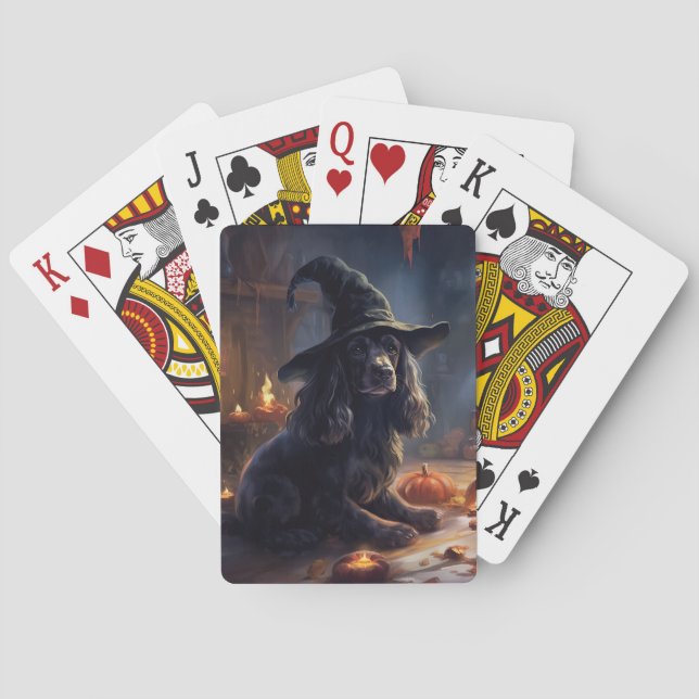 Cocker Spaniel Pumpakvar Halloween Skräckinjagande Casinokort (Baksidan)