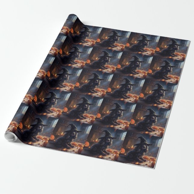 Cocker Spaniel Pumpakvar Halloween Skräckinjagande Presentpapper (Utrullad)