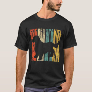 Cocker Spaniel Retro 1970s Dog Silhouette Cracked T Shirt