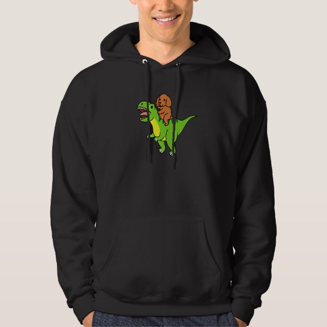 Cocker Spaniel Ridning Rex Dinosaur Hund   Hoodie (Framsida)