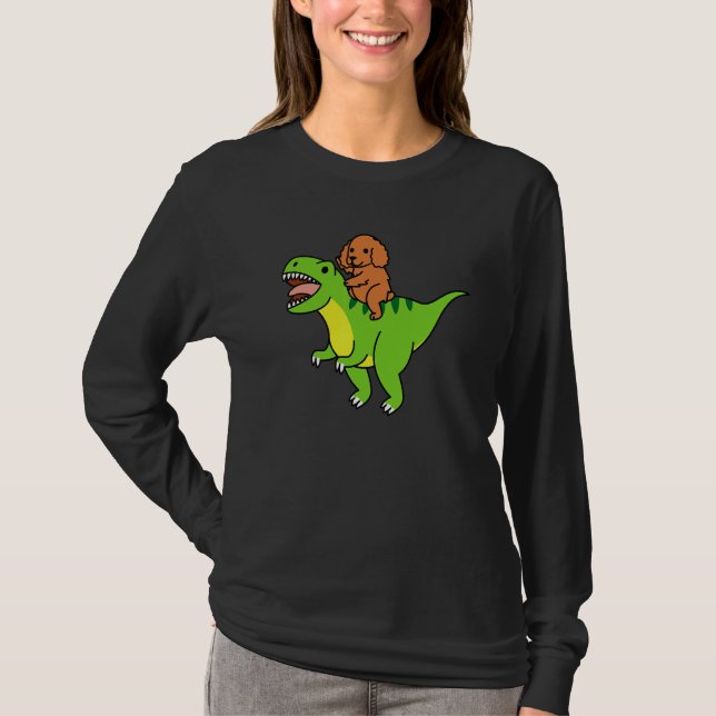 Cocker Spaniel Ridning Rex Dinosaur Hund T Shirt (Framsida)