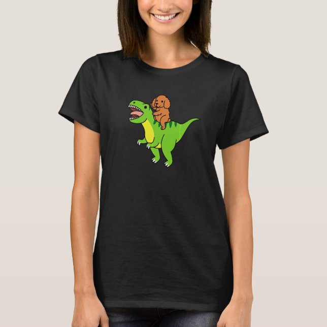 Cocker Spaniel Ridning Rex Dinosaur Hund   T Shirt (Framsida)