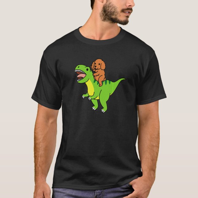 Cocker Spaniel Ridning Rex Dinosaur Hund   T Shirt (Framsida)